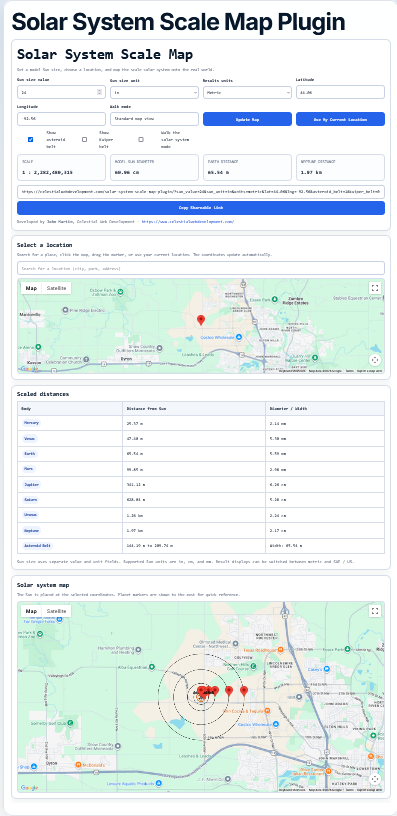 Solar System Scale Map Plugin Screenshot